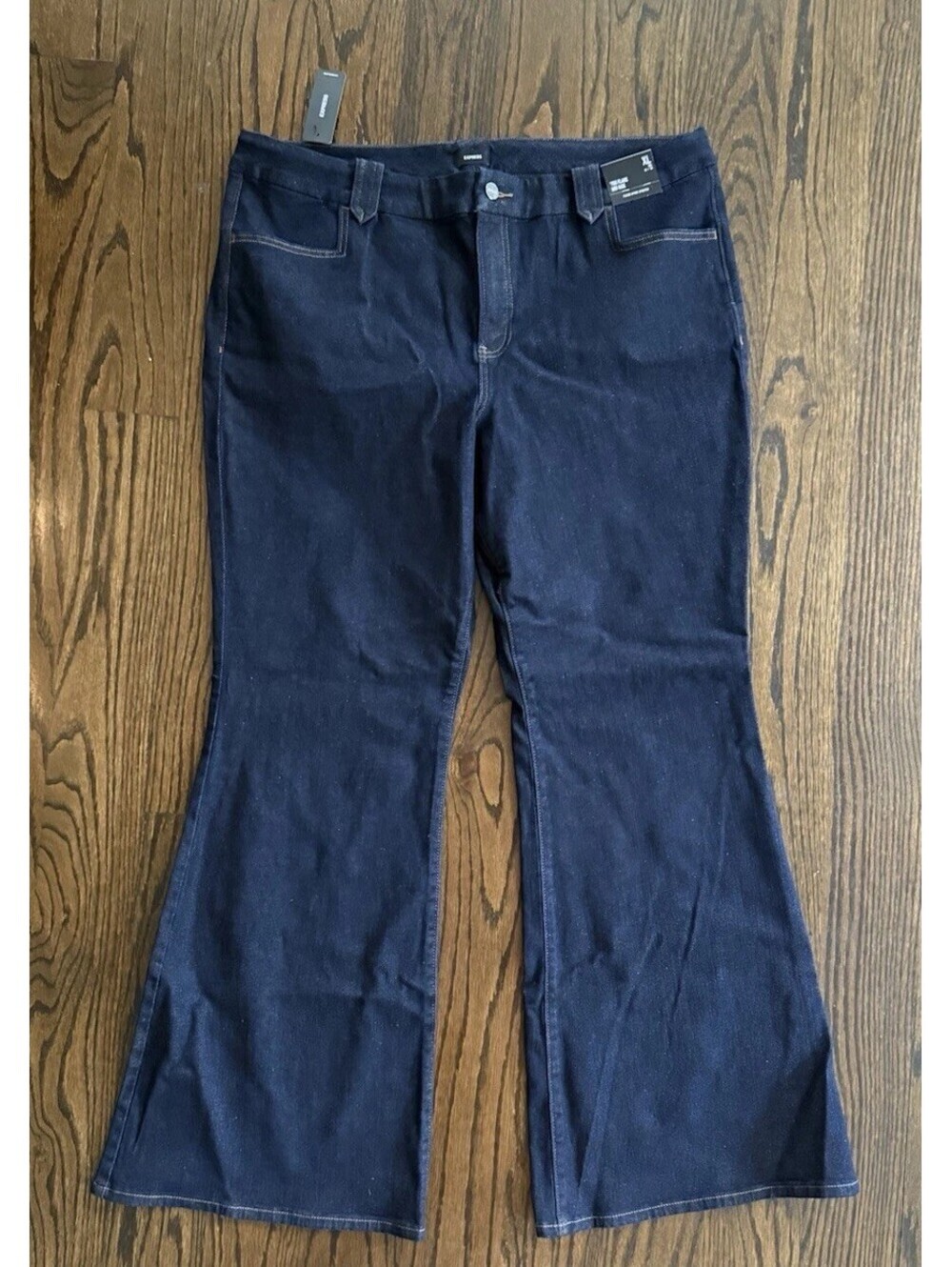 Express Womens XL Reg 18/20 70s Flare Mid Rise FlexX Jeans Dark Wash NWT